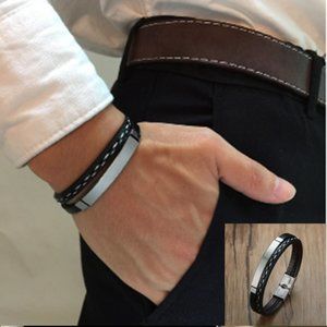 🍏50% OFF/3+...Men's Faux Leather Bangle/Bracelet